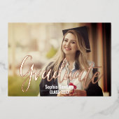 Invitation En Aluminium Photo of Graduation with Metallic relief (Recto)