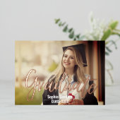 Invitation En Aluminium Photo of Graduation with Metallic relief (Debout devant)