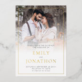 Invitation En Aluminium Photo Overlay Line Bordure Fond Enregistrer la car (Recto)