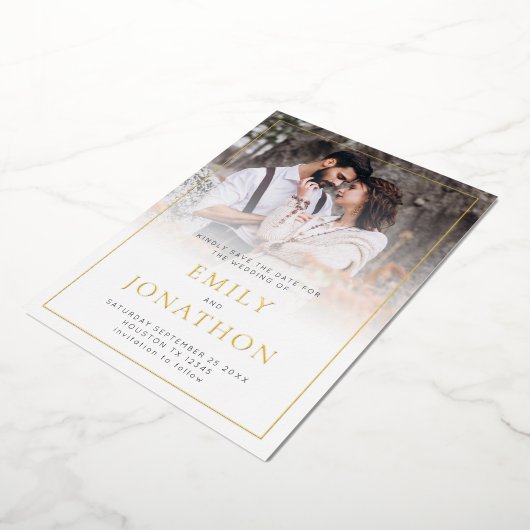 Invitation En Aluminium Photo Overlay Line Bordure Fond Enregistrer la car (Rotation)