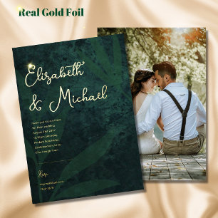 Invitation En Aluminium PHOTO Premium Green Gold Foil Mariage Foil Invita