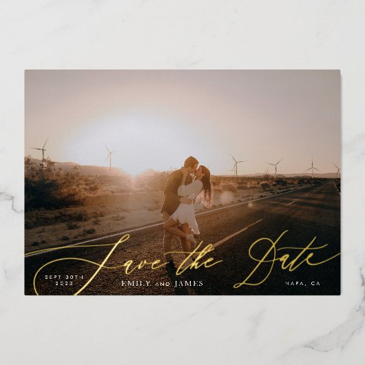 Invitation En Aluminium Photo QR Code Bourgogne & Gold Fall Calligraphie (Recto)