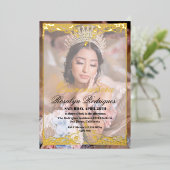 Invitation En Aluminium Photo Quinceañera Bohemian Real Gold Foil (Debout devant)