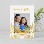 Invitation En Aluminium Photo Red Gold Mariage chinois (Debout devant)