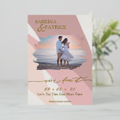 Invitation En Aluminium Photo Rose Abstrait moderne Blush (Debout devant)