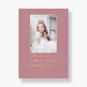 Invitation En Aluminium Photo rose Fille Première Sainte Communion Or