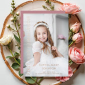 Invitation En Aluminium Photo Rose Fille Première Sainte Communion Rose Or