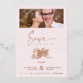 Invitation En Aluminium Photo rose florale du printemps mariage (Recto)