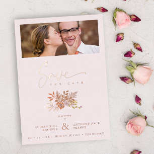 Invitation En Aluminium Photo rose florale du printemps mariage