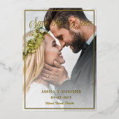 Invitation En Aluminium Photo Script Enregistrez la Date (Recto)