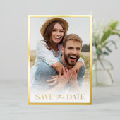 Invitation En Aluminium Photo Simple Enregistrer La Date (Debout devant)