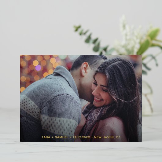 Invitation En Aluminium Photo simple Mariage moderne Enregistrer la date (Debout devant)