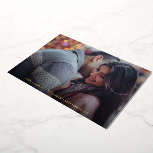 Invitation En Aluminium Photo simple Mariage moderne Enregistrer la date (Rotation)