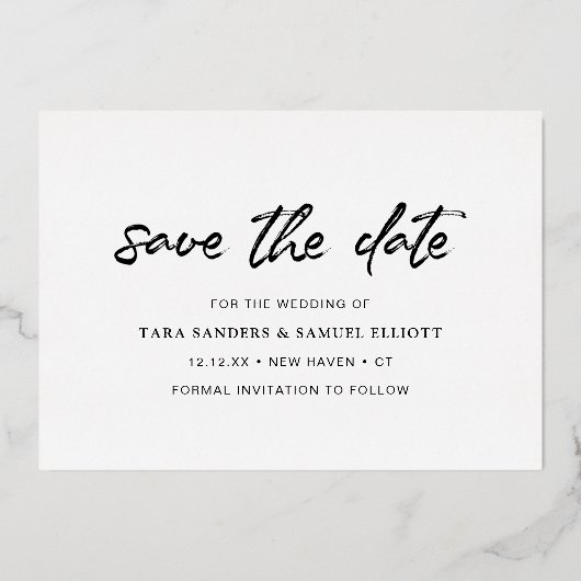 Invitation En Aluminium Photo simple Mariage moderne Enregistrer la date (Verso)