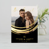 Invitation En Aluminium Photo Sophisticated Modern Real Gold Abstract  (Debout devant)