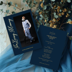 Invitation En Aluminium Photo Traditionnel et Élégant de la Marine en Or R