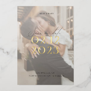 Invitation En Aluminium Photo Wedding moderne de l'Elegant Black and White