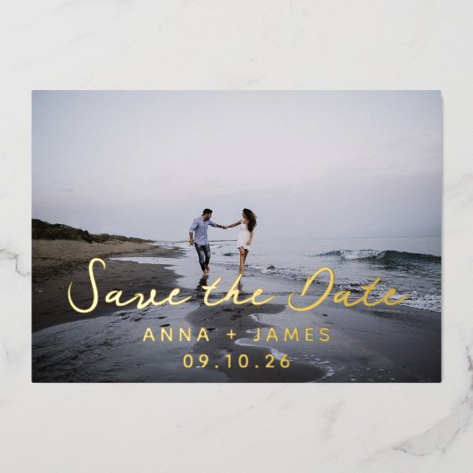 Invitation En Aluminium Photo Whimsical Foil Enregistrer La Date Annonce (Recto)