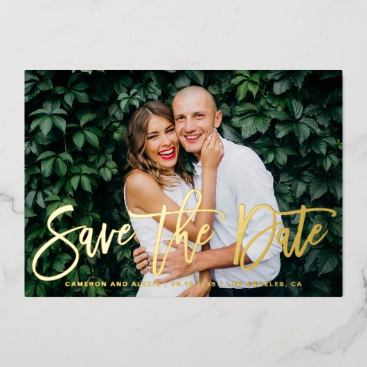 Invitation En Aluminium Photo Whimsical Modern Calligraphy Enregistrer la (Recto)
