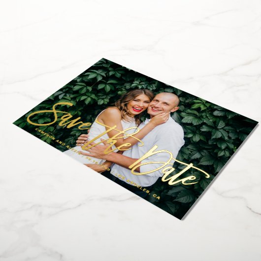 Invitation En Aluminium Photo Whimsical Modern Calligraphy Enregistrer la (Rotation)