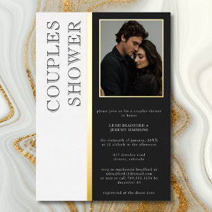 Invitation En Aluminium Photographie en noir et blanc de typographie moder