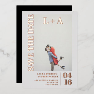 Invitation En Aluminium Photographie initiale minimaliste moderne et audac