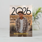 Invitation En Aluminium PhotoPop Modern Graduation  (Debout devant)