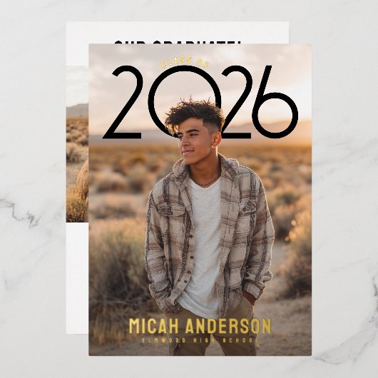 Invitation En Aluminium PhotoPop Modern Graduation  (Recto/Verso)