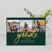 Invitation En Aluminium Photos de Graduation Grad 2025 Gold Foil Faire-par (Debout devant)