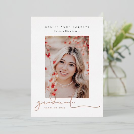 Invitation En Aluminium Photos Scriptées Diplôme Photo (Debout devant)