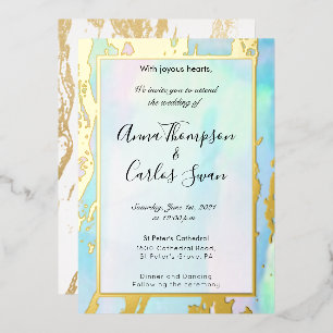 Invitation En Aluminium Pierre précieuse opale élégante moderne avec détai