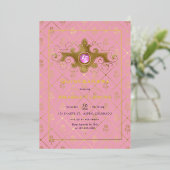 Invitation En Aluminium Pierre rose et or Quinceañera Monogramme (Debout devant)