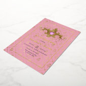 Invitation En Aluminium Pierre rose et or Quinceañera Monogramme (Rotation)