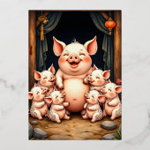Invitation En Aluminium  Pig Art – Mother & Piglets (Recto)