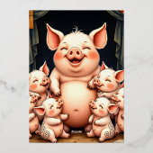 Invitation En Aluminium  Pig Art – Mother & Piglets (Verso)