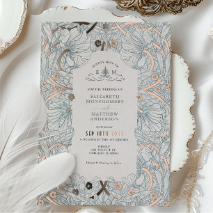 Invitation En Aluminium Pimpernel Bleu Poussiéreux Motif Vintage Morris