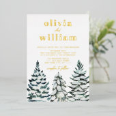 Invitation En Aluminium Pine Trees Neige hiver Noël Vacances Mariage (Debout devant)