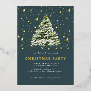 Invitation En Aluminium Pine vert Turquoise   Festive Noël Party Gold