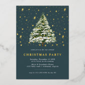 Invitation En Aluminium Pine vert Turquoise | Festive Noël Party Gold (Recto)