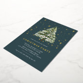 Invitation En Aluminium Pine vert Turquoise | Festive Noël Party Gold (Rotation)