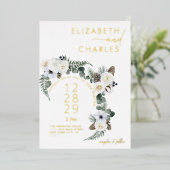 Invitation En Aluminium Pinecone Hiver Végétation Blanc Floral Mariage (Debout devant)