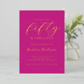 Invitation En Aluminium Pink 50 and Fabulous Birthday Gold (Debout devant)
