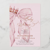 Invitation En Aluminium  Pink Bow Baby Girl Shower (Recto)