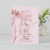 Invitation En Aluminium  Pink Bow Baby Girl Shower (Debout devant)