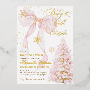 Invitation En Aluminium Pink Bow Froid Dehors Baby Girl Douche