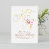 Invitation En Aluminium Pink Bow She's Tying The Knot Bridal Shower (Debout devant)