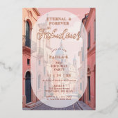 Invitation En Aluminium Pink Charming Ancient Cityscape Oval Translucent  (Recto)