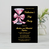 Invitation En Aluminium Pink Martini Coquette Bow Valantine's Day Party (Debout devant)