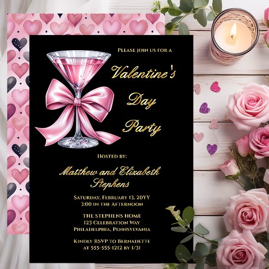 Invitation En Aluminium Pink Martini Coquette Bow Valantine's Day Party