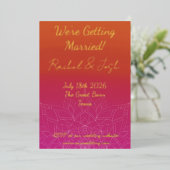 Invitation En Aluminium Pink & Orange Bright Ombre Mandala Mariage (Debout devant)